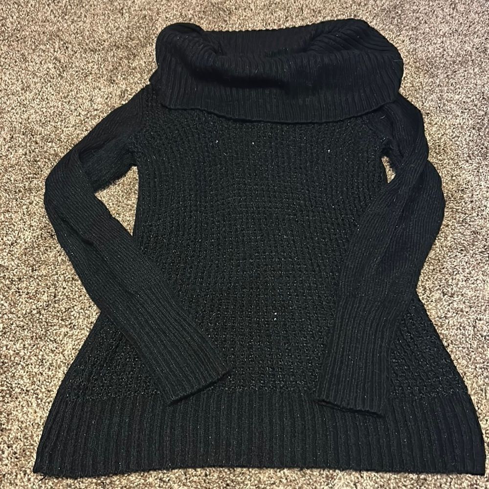 Black Wide neck Turtle Neck Sweater